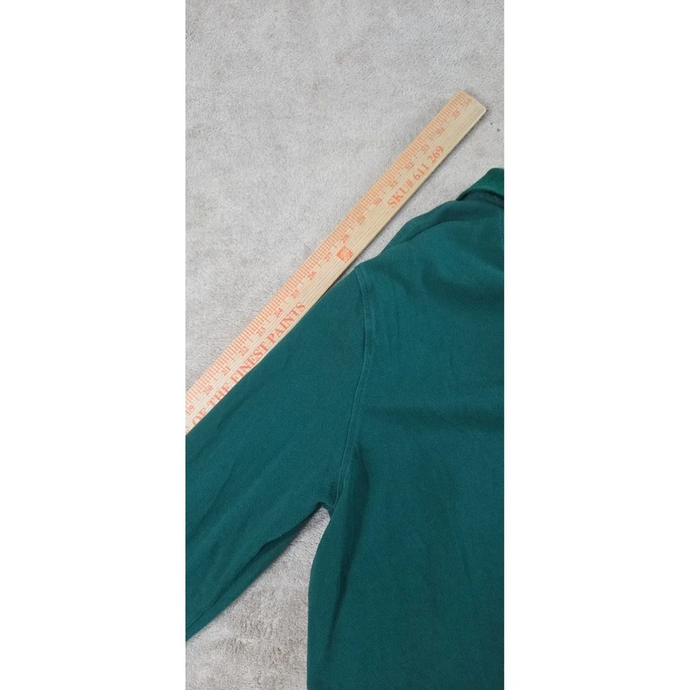 Vintage J. Crew Oarsman Polo Shirt Men Medium Green Mesh Cotton Long Sleeve